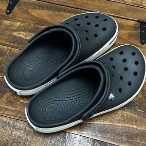 Navy and White Crocs
